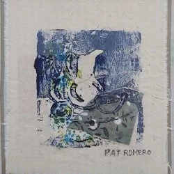 NATURE MORTE - Estampe sur patchwork de tissus, 20 cm x 20 cm - PAT ROMERO 