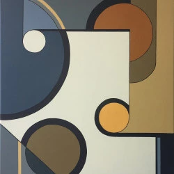 AG_80 Composition avec cercle multiple - Peinture acrylique sur toile 116x89 cm Catalogue groupe Constructivisme exposition Grand palais "emphemer " 2022 - Propriété "Fidelity Arts " United States 