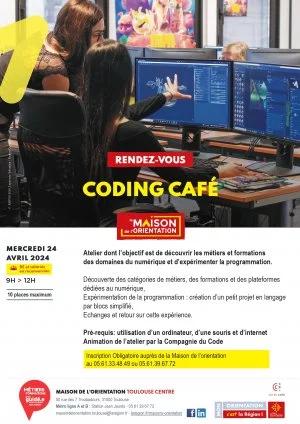 Affiche Coding Café : découverte du numérique et de la programmation