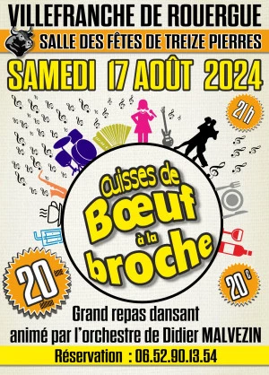 Affiche Grand repas dansant "Cuisses de Bœuf à la Broche" – 20ème Edition