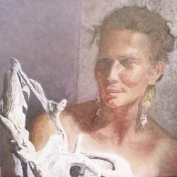 Portrait - Portrait, Glacis à l'huile et pigments sur bois, 61 x 55,5 cm, 2019 - Jaumaud Anne-Marie 