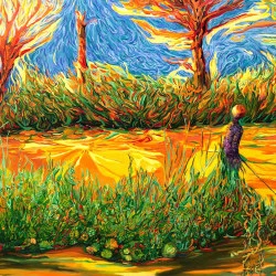 L'épouvantail - huile sur toile 73x100 - Claude René Tarrit 