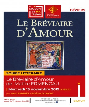 Affiche Soirée littéraire "Le bréviaire d'amour de Matfre Ermengeau" par Henri BARTHES