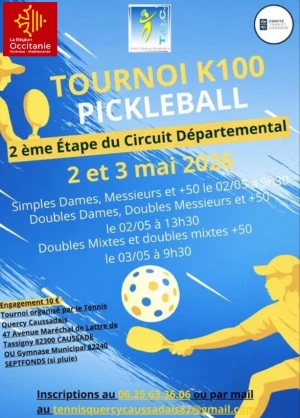 Affiche Tournoi de pickleball K100