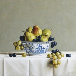 Poires et raisins - Huile/toile, 60/60 cm., 2024 - Stefaan Eyckmans 