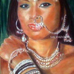 La femme aux perles - Pastel - Bernadette Pizzo 