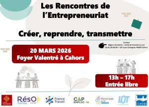 Affiche « Les Rencontres de l'Entrepreneuriat : Créer, Transmettre, Reprendre »