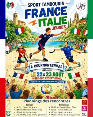 Affiche Sport Tambourin / Rencontres Internationales France - Italie Jeunes 