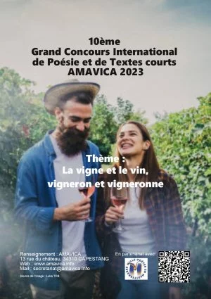 Affiche 10ème Grand Concours International de Poésie et de textes courts AMAVICA 2023
