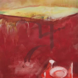La Table rouge - Aquarelle 95cm x 113cm - Pierre Lardeau 