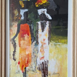 Africaines - acrylique au couteau sur carton entoilé - 30 euros 