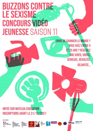 Affiche "Buzzons contre le Sexisme" - Concours vidéo jeunesse. Saison 11