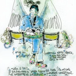 Dessin du 9 avril 2026 - Aquarelle "carnet de voyage" format A4. Paris.