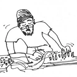 Dj Set - croquis en noir et blanc trait