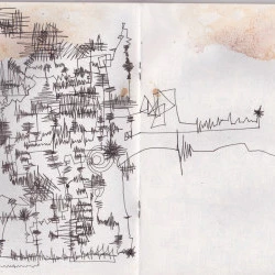 Route M1 - Carnet A5, encre et café sur papier - Scanner 