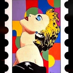 MADONA POP - Acrylique résiné sur médium découpé façon timbre 60x84cm - 1500€ 