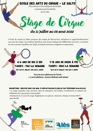 Affiche Stage de cirque vacances d'été