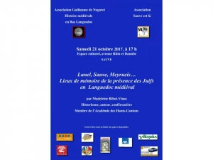 Affiche Conférence : Lunel, Sauve, Meyrueis… Lieux de mémoire de la présence des Juifs en Languedoc médiéval.