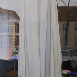 Le rideau blanc - Peinture à l'huile sur toile, 100 X 73 cm - MFGagneraud 