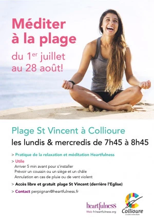 Affiche A Collioure : Méditer à la plage !