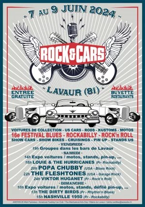 Affiche Festival ROCK'&'CARS à Lavaur (81) du 7 au 9 juin 2024
