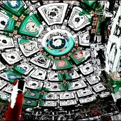 Plafond fleuri et morcelé, occulte un instant les rais du fils du ciel - Acrylique sur toile, 80cm x 80cm, 2020 - Xavier Pinel 