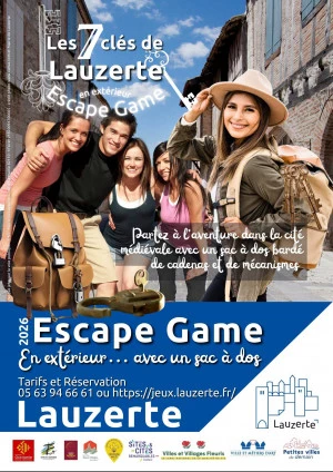 Affiche Escape Game en extérieur : les 7 clés de Lauzerte