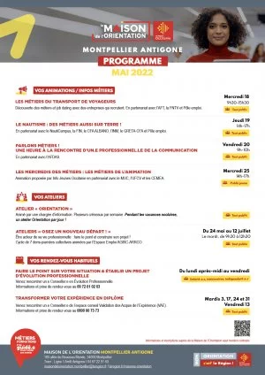 Affiche Programme de la Maison de l'Orientation de Montpellier en mai