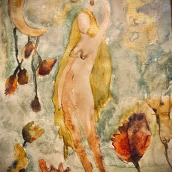 Venus in the light - Aquarelle inspiree venus et texte musical Metallica