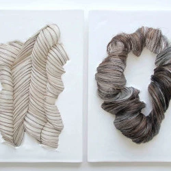 Topographies - Crin de cheval tissé, plâtre, 30 x 20 cm chaque, 2020