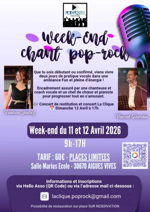 Affiche Stage Weekend chantant Pop Rock