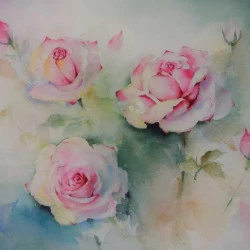 Les roses de mon jardin - Aquarelle