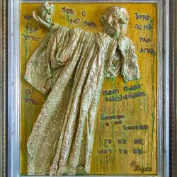 " Être, ou ne pas être " 2nyss 2025 - Bas reliefs sur cadre bois 86 x 71 en techniques mixtes patines & dorures à la feuille d'or d'imitation-Process ChromaLUX By 2nyss 2025 - #2nyss @2nyss 