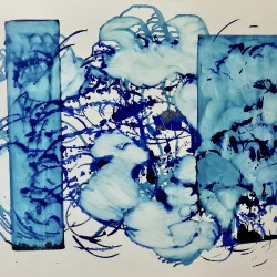 sans titre - encre à l'huile sur papier . 50 x 65 cm