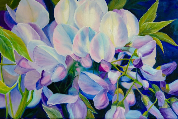 Glycines - Huile sur toile 2024 - Agnès Vangell 