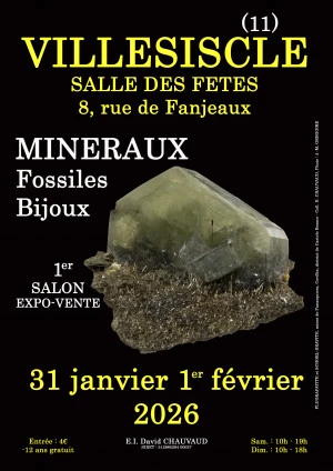 Affiche 1er Salon minéraux fossiles bijoux de Villesiscle (Aude) 