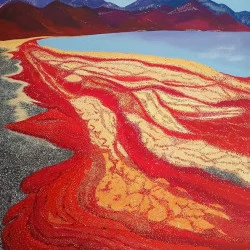 Migration - Gouache 50x70cm pour la biennale de Venise 2024, thème "Foreigners Everywhere", migration des crabes rouges, plages de l'espoir.. - Emeline Cella 