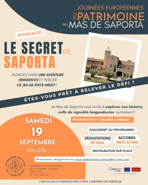 Affiche Les Journées du Patrimoine au Mas de Saporta