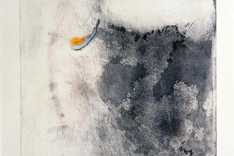 Sur la roche - Huile sur papier, 55 cm x 55 cm, 2007
