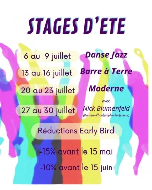Affiche Stages de danse d'été en juillet avec Nick Blumenfeld