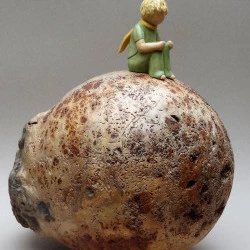 Le petit prince - Terre en buis et petit prince en érable : 32x26 cm - 2020