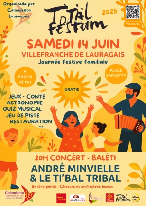 Affiche Total Festum avec concert d'André Minvielle et le Ti'Bal Tribal