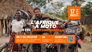 Affiche Aventure, Risque & Leadership — L'Afrique à moto avec Capitaine Morgan