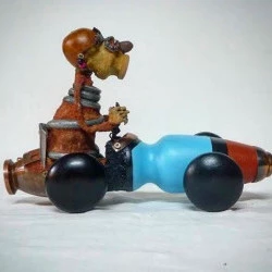 Voiture de course - 27 X 19 x 12 cm, assemblage à partir d'un pied de meuble en bois