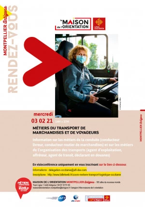 Affiche Visioconférence sur les métiers du transport de marchandises et de voyageurs