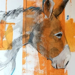 Virgule - 60x75 oeuvre sur papier encadrée- techniques mixtes