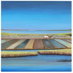 Ebro, série des Deltas - Paysage, le détroit de l'Ebre, Espagne, 60 x 60 cm - Jeanne METTRA 