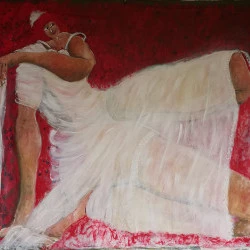 les nymphes de la forêt à Mazen 4 - acrylique/coton 200 x 150cm - 500€ 