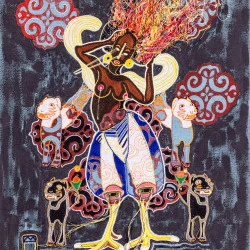 L'embrasement d'Ishtar - gravure, broderie, peinture - Alain Scherer 