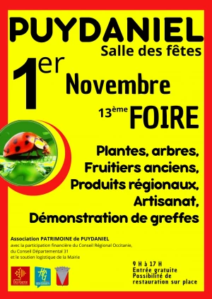 Affiche 13e Foire aux Plantes, Arbres et Fruitiers Anciens de Puydaniel
